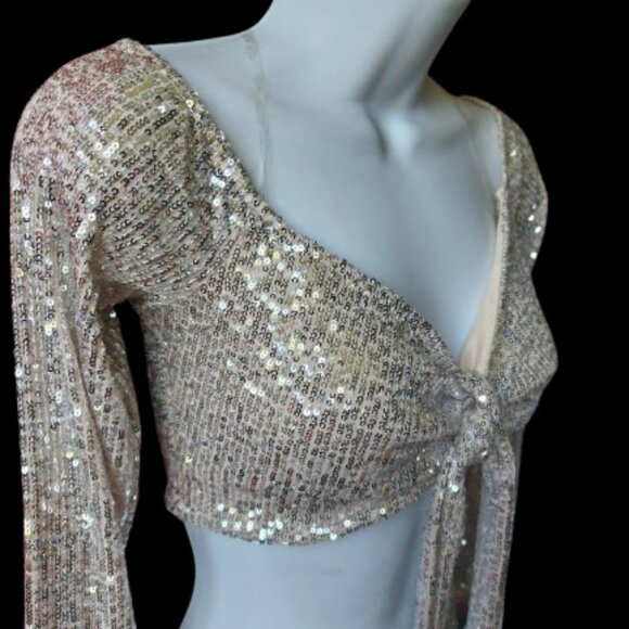 Rose Gold Sequined Skirt Set Size S NEW NWT - Picture 4 of 6